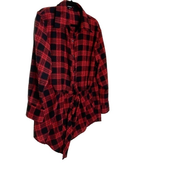 Athena red plaid tunic top. Size S - Picture 3 of 7